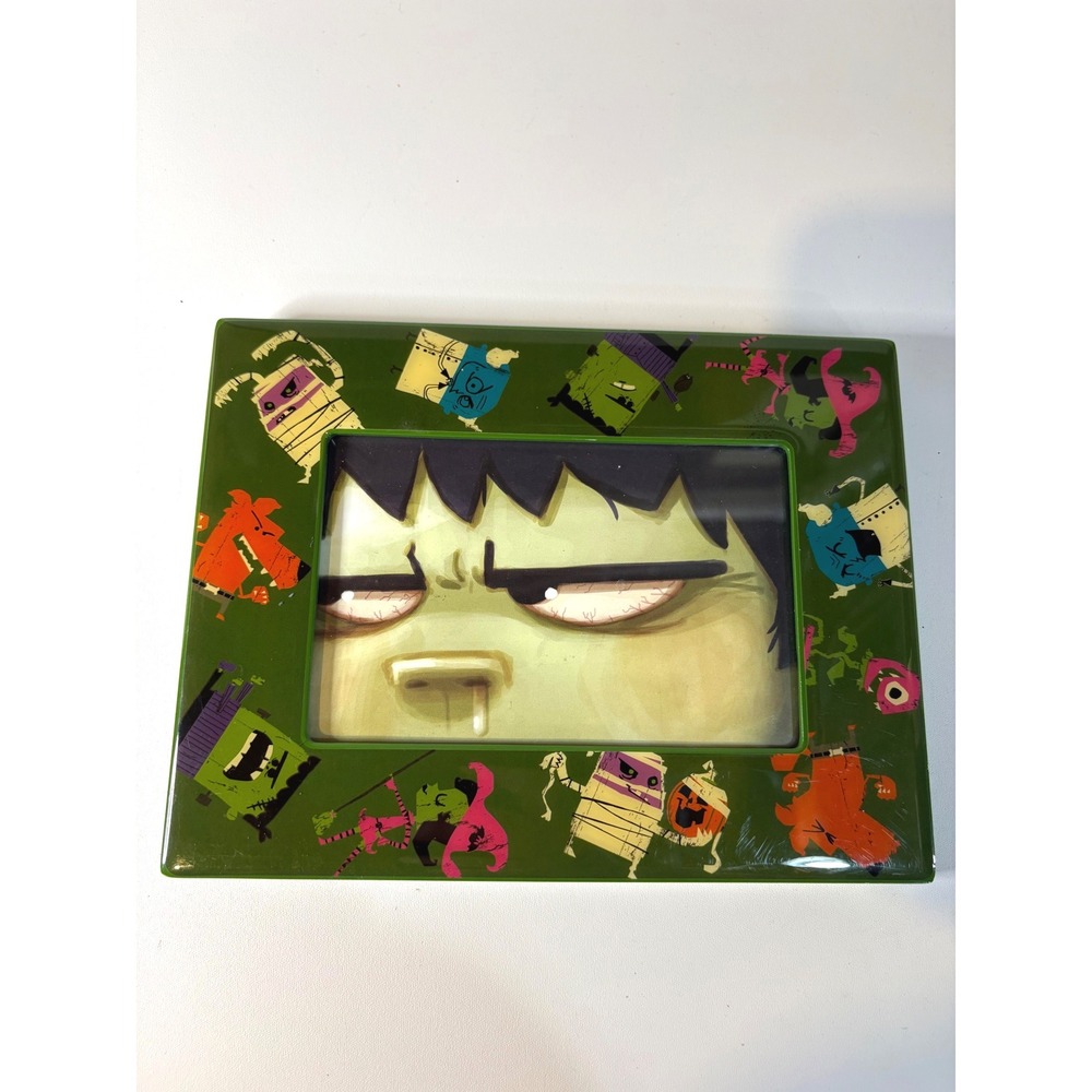 Green Halloween Monster Picture Frame Frankenstein Mummy 4x6 Tabletop Decor